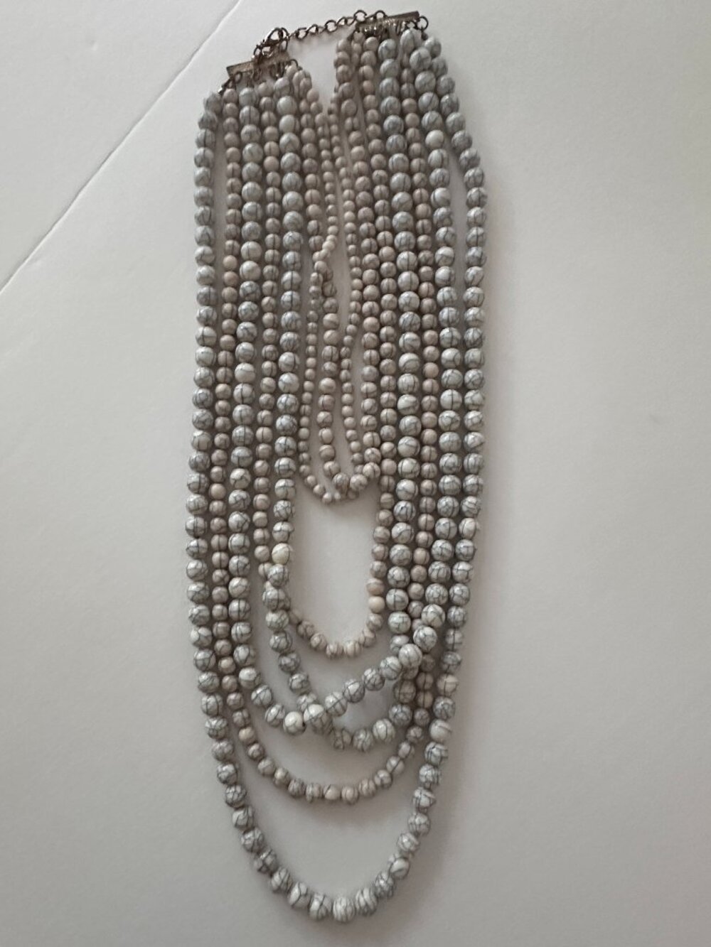 Multi-Strand Beaded Necklace in Grey/Taupe